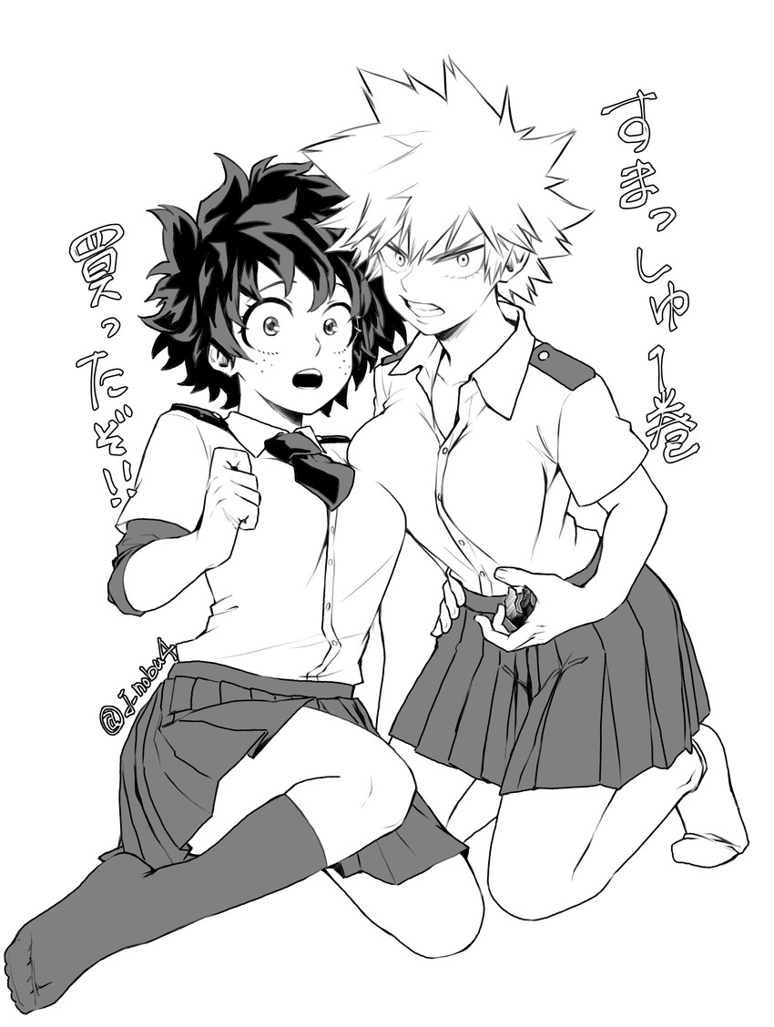 midoriya izuku and bakugou katsuki (boku no hero academia) drawn by j_nobu4