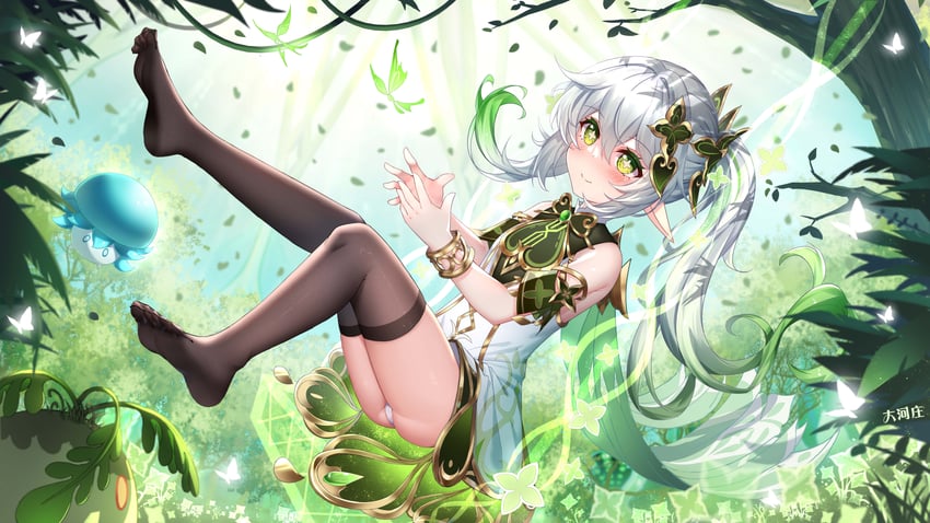 nahida, slime, and fungi (genshin impact) drawn by dahe_zhuang_(yishi_fanhua)