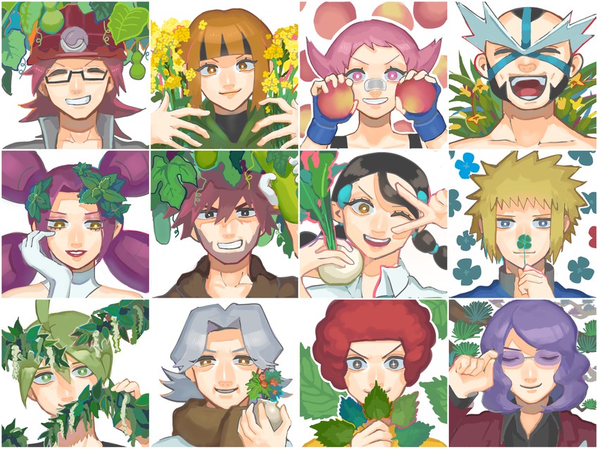 gardenia, candice, volkner, maylene, flint, and 7 more (pokemon and 1 more) drawn by aiya_su