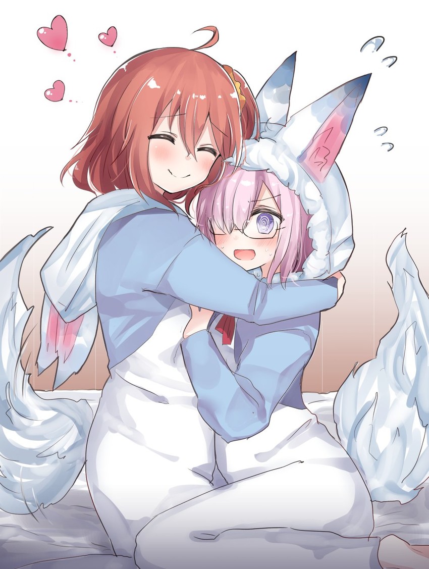 mash kyrielight, fujimaru ritsuka, and fou (fate and 1 more) drawn by namekuji_(namekuzu)