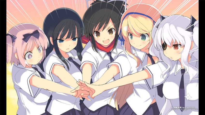asuka, ikaruga, hibari, yagyu, and katsuragi (senran kagura) drawn by yaegashi_nan