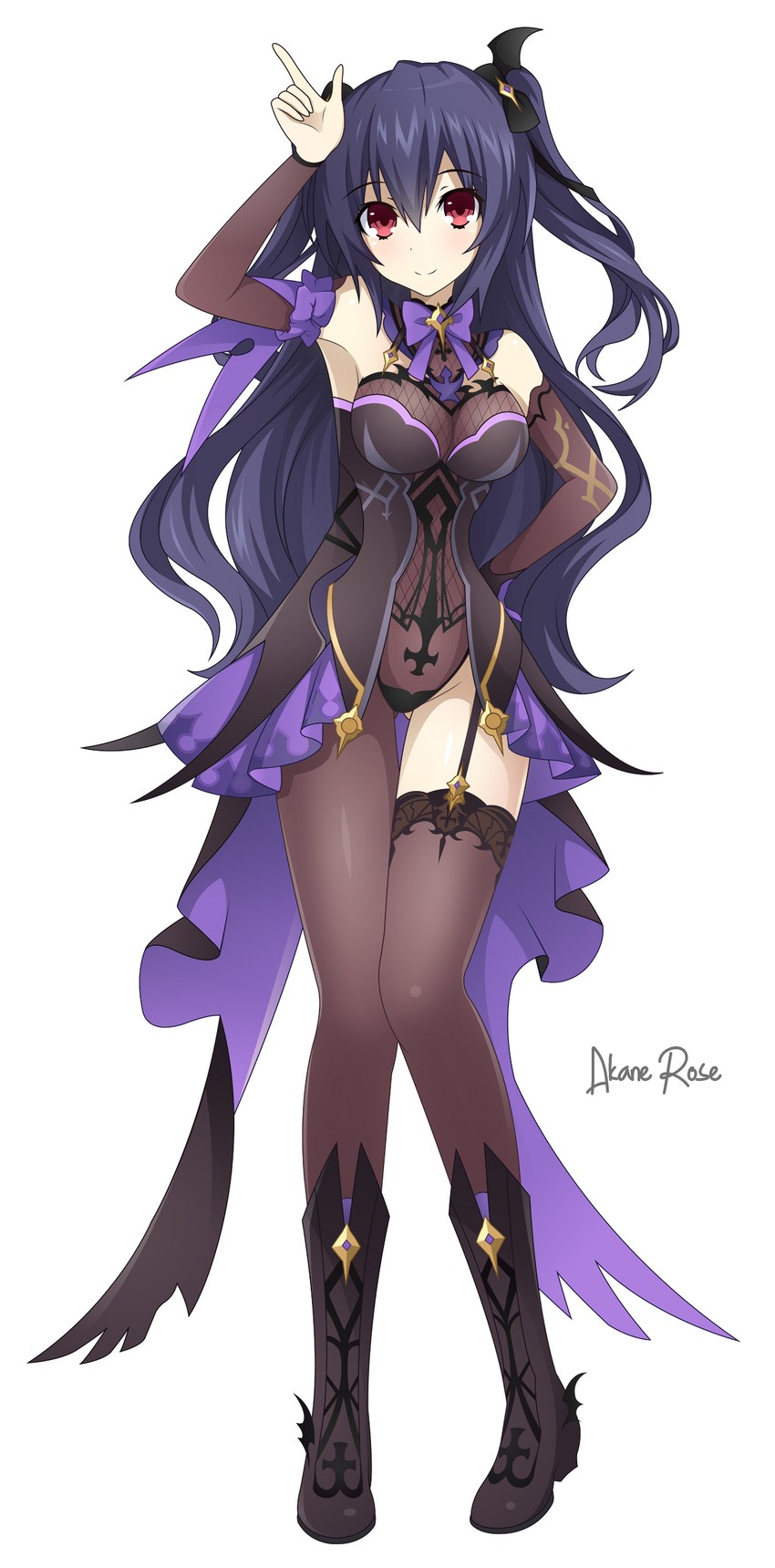 fischl and noire (genshin impact and 1 more) drawn by akane_rose