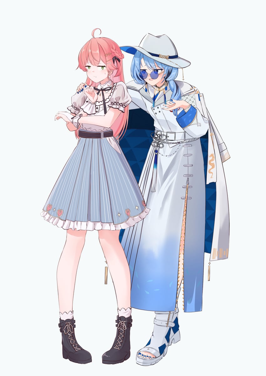 hoshimachi suisei and sakura miko (hololive) drawn by chamomile_(kazumasa)
