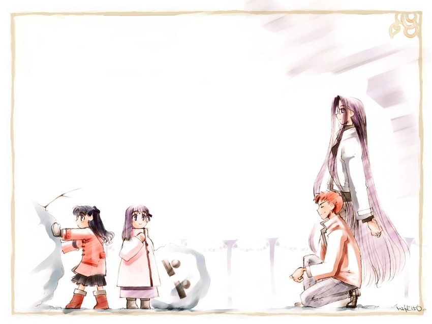 tohsaka rin, emiya shirou, matou sakura, and medusa (fate and 1 more) drawn by mike156