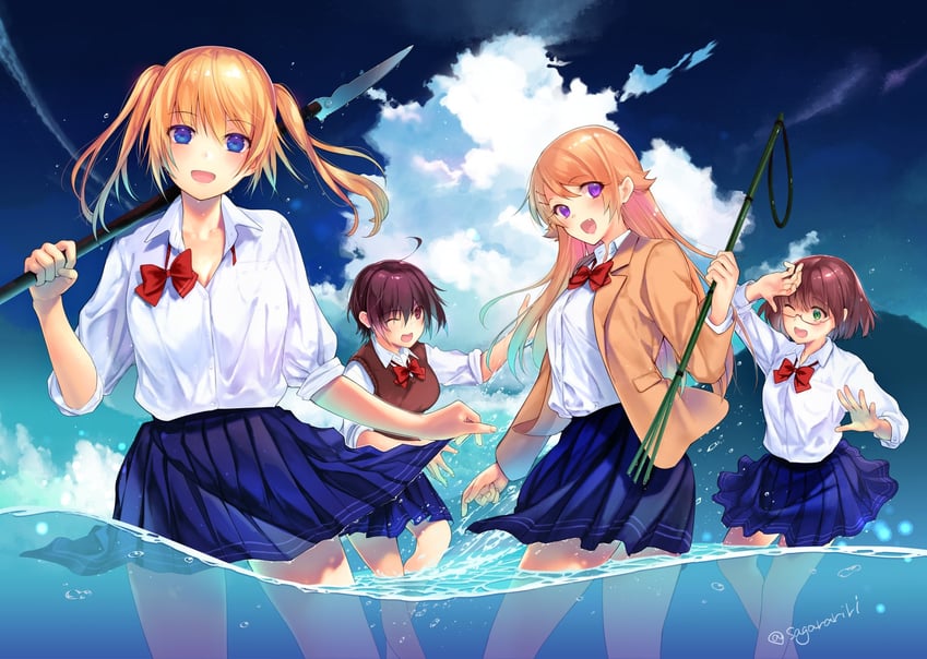 onishima homare, kujou shion, amatani mutsu, and suzumori asuka (sounan desuka?) drawn by sagara_riri
