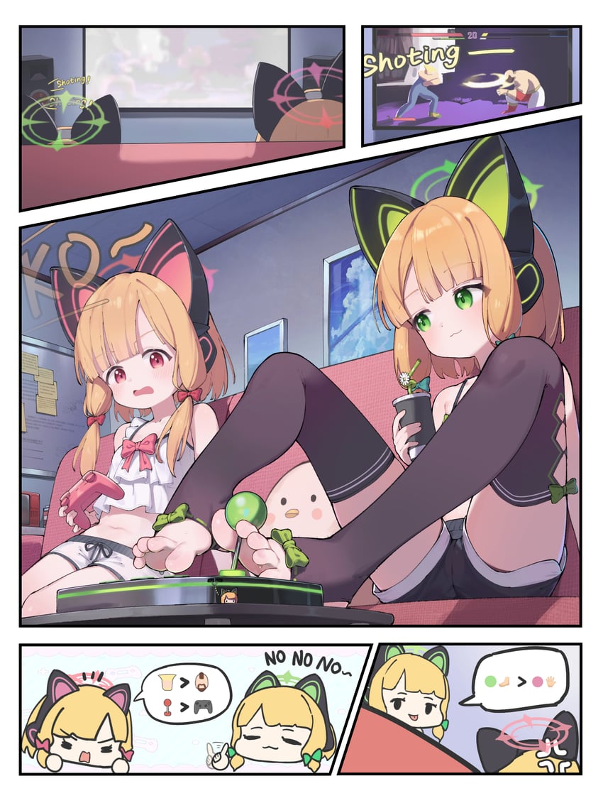 momoi, midori, zangief, and guile (blue archive and 2 more) drawn by biluoyao