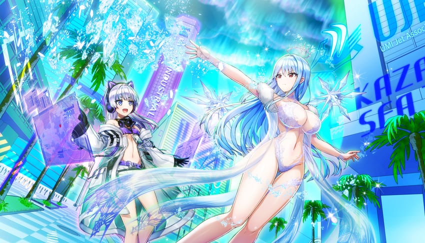 nayuki hiori and schnee weissberg (dolphin wave) drawn by ootomo_takuji
