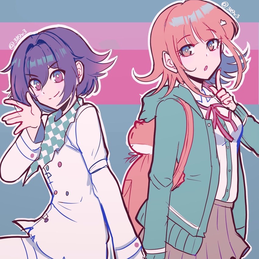 nanami chiaki and oma kokichi (danganronpa and 3 more) drawn by cele_(310v3)