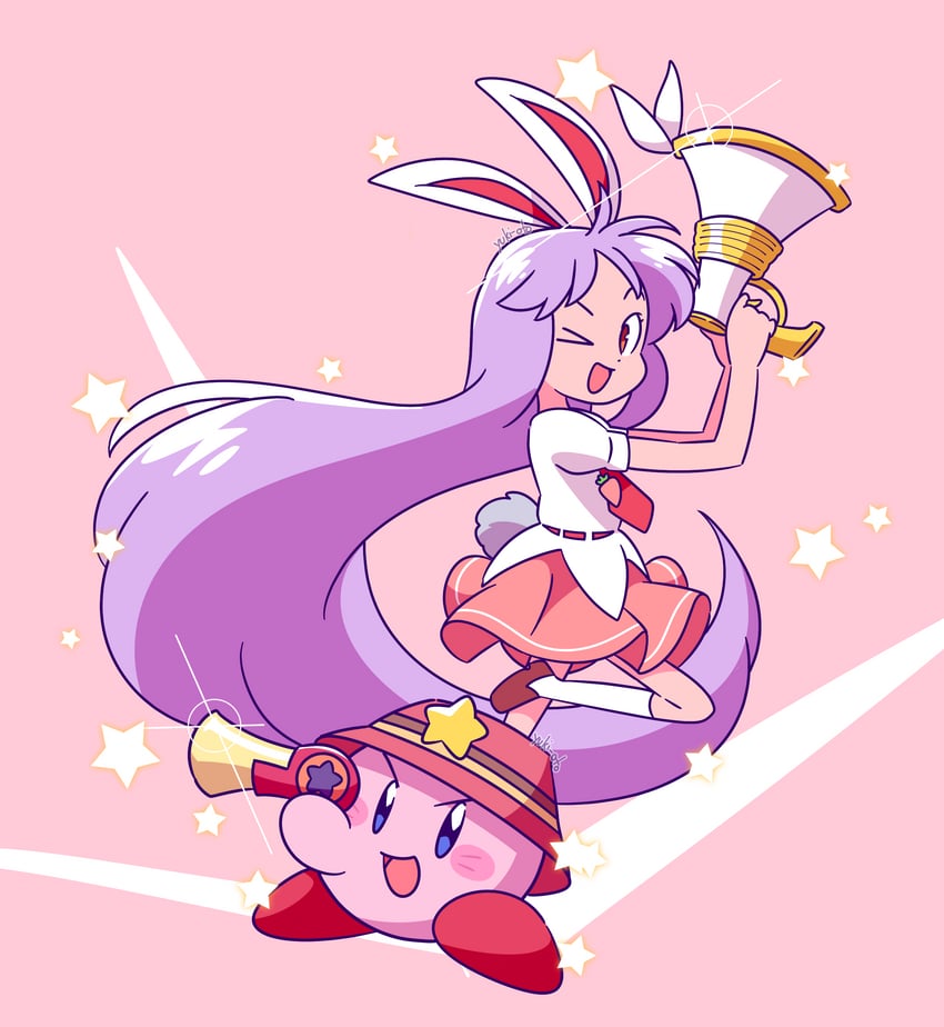 reisen udongein inaba, kirby, and ranger kirby (touhou and 2 more) drawn by yuki_oto