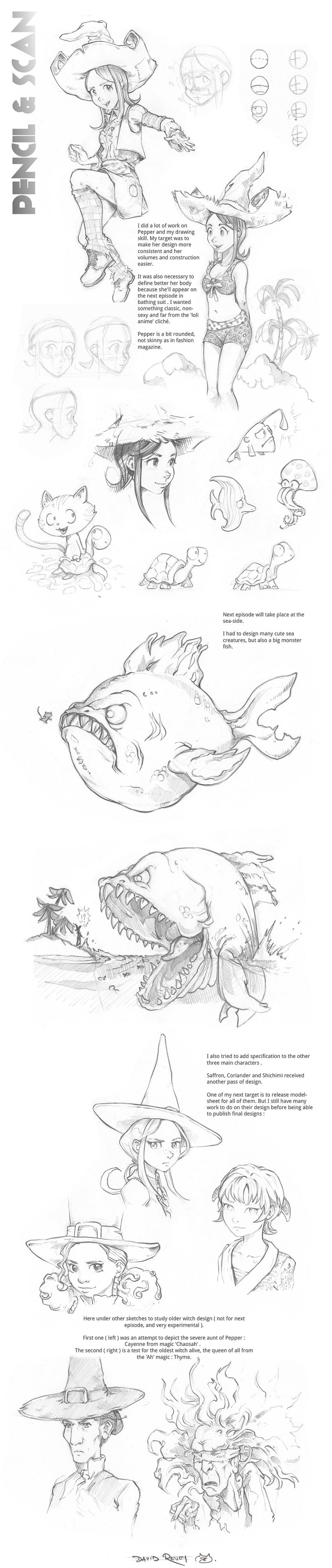 pepper, carrot, shichimi, cayenne, saffron, and 1 more (pepper&carrot) drawn by david_revoy