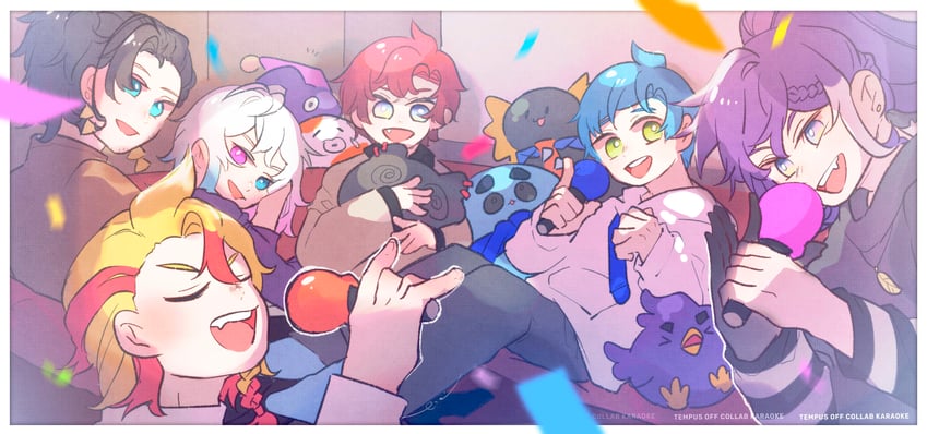 gavis bettel, machina x flayon, regis altare, axel syrios, banzoin hakka, and 7 more (holostars and 1 more) drawn by licwiz_1103
