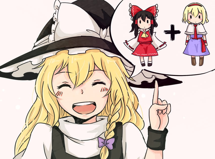 hakurei reimu, kirisame marisa, and alice margatroid (touhou) drawn by hiroya_masaharu