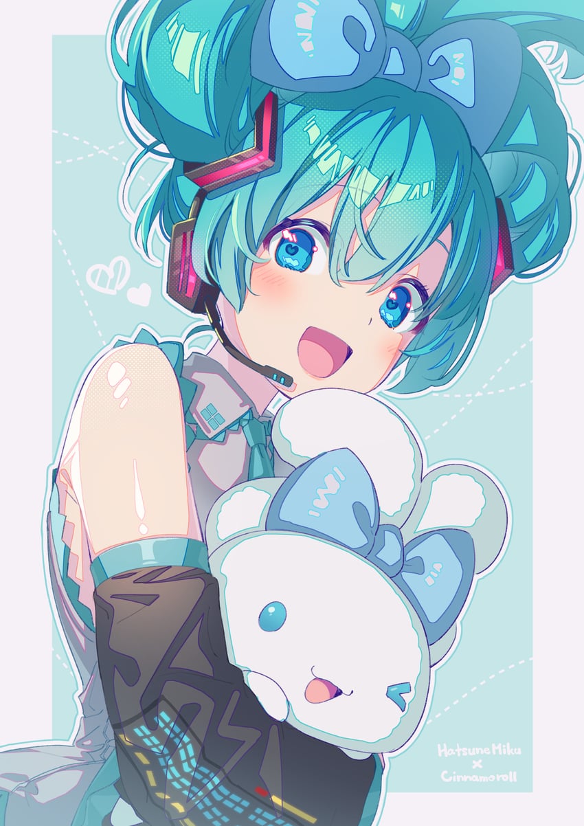 hatsune miku, cinnamoroll, and cinnamiku (vocaloid and 2 more) drawn by goshichi_shoji