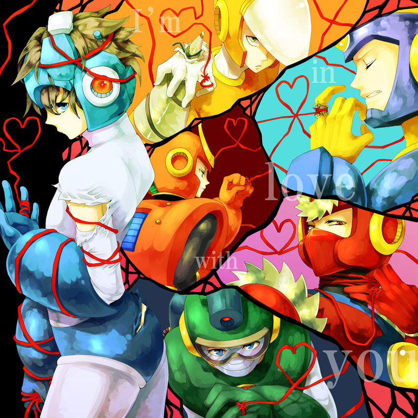 mega man, quick man, metal man, flash man, crash man, and 1 more (mega man and 1 more) drawn by zakiko and zakki