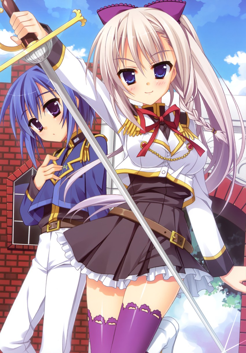 ruurea and wakabayashi kazuki (shirogane no kishi girl) drawn by moribe_(rabumanyo)