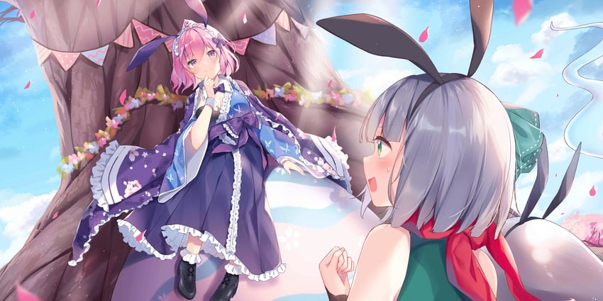 konpaku youmu, saigyouji yuyuko, and saigyou ayakashi (touhou and 1 more) drawn by shiino_sera
