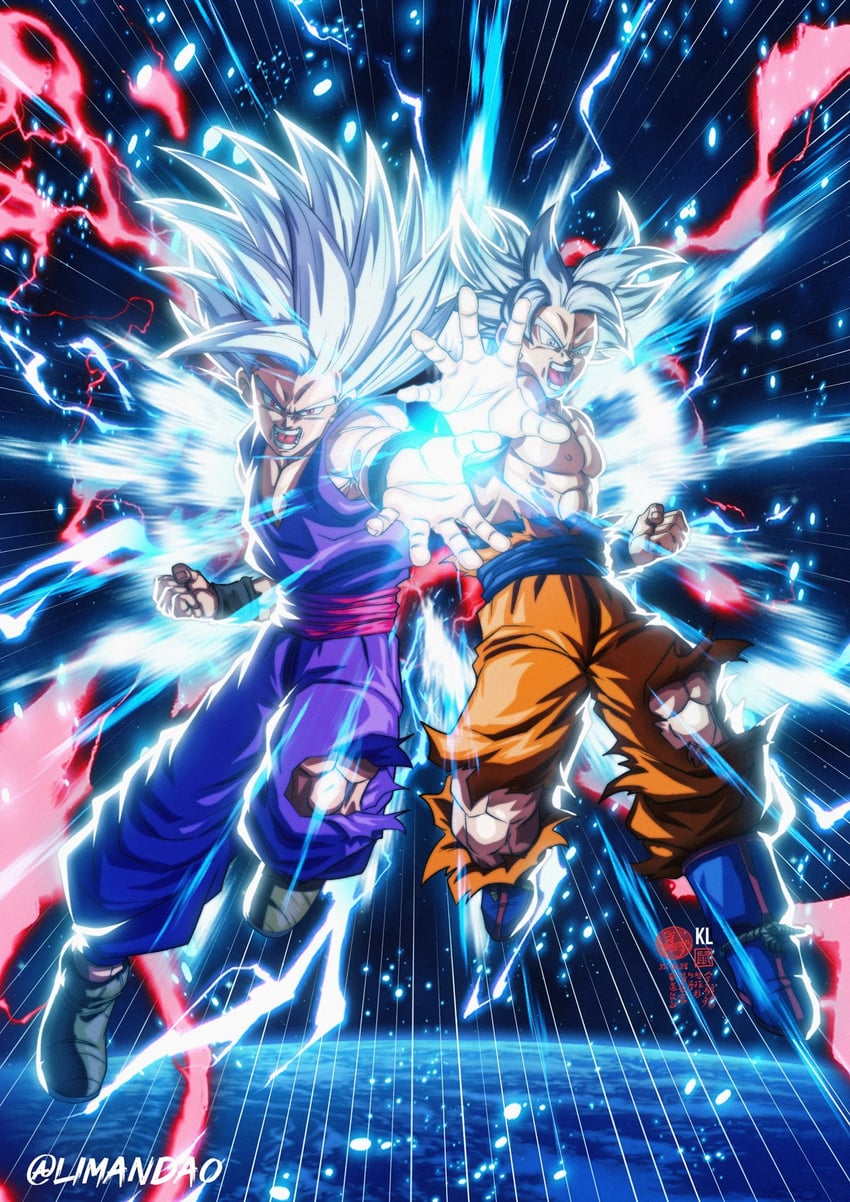 son goku, son gohan, and gohan beast (dragon ball and 2 more) drawn by limandao