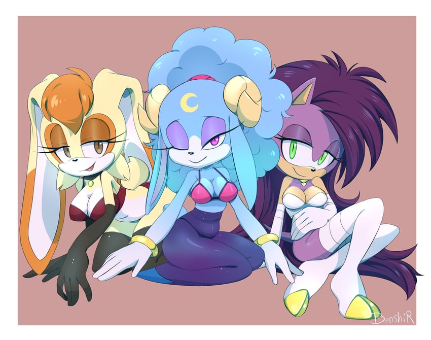 vanilla the rabbit, ariem, and queen aleena hedgehog (sonic and 2 more) drawn by benshir125