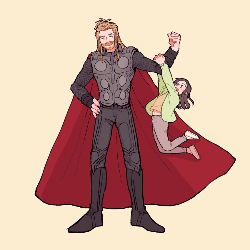 thor and morgan stark (marvel and 3 more) drawn by wodeyongheng