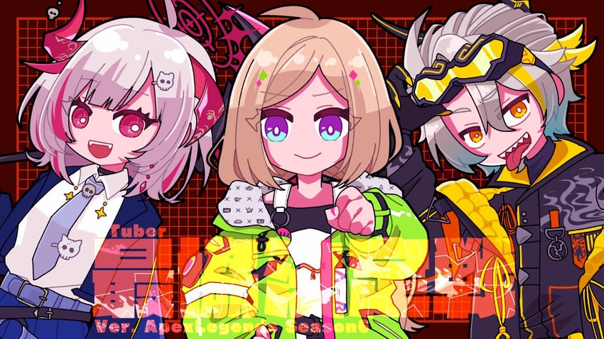 aki rosenthal, dtto., and utai meika (hololive and 3 more) drawn by kanisuki_m