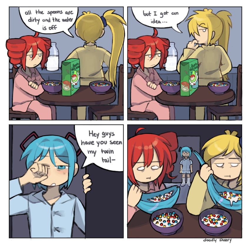 hatsune miku, kasane teto, and akita neru (vocaloid and 2 more) drawn by mitsuko_tan