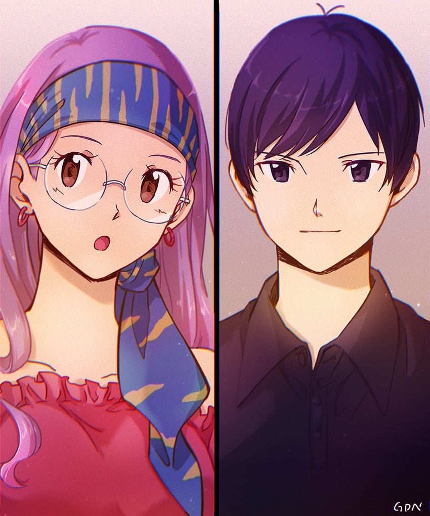 inoue miyako and ichijouji ken (digimon and 1 more) drawn by gdn0522