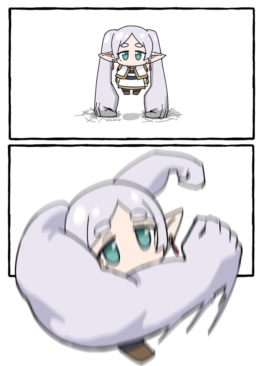 frieren and right-hook dog (sousou no frieren) drawn by tenten_(chan4545)