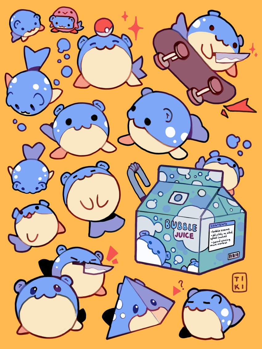 kirby and spheal (pokemon and 5 more) drawn by tiki_(tikivt)