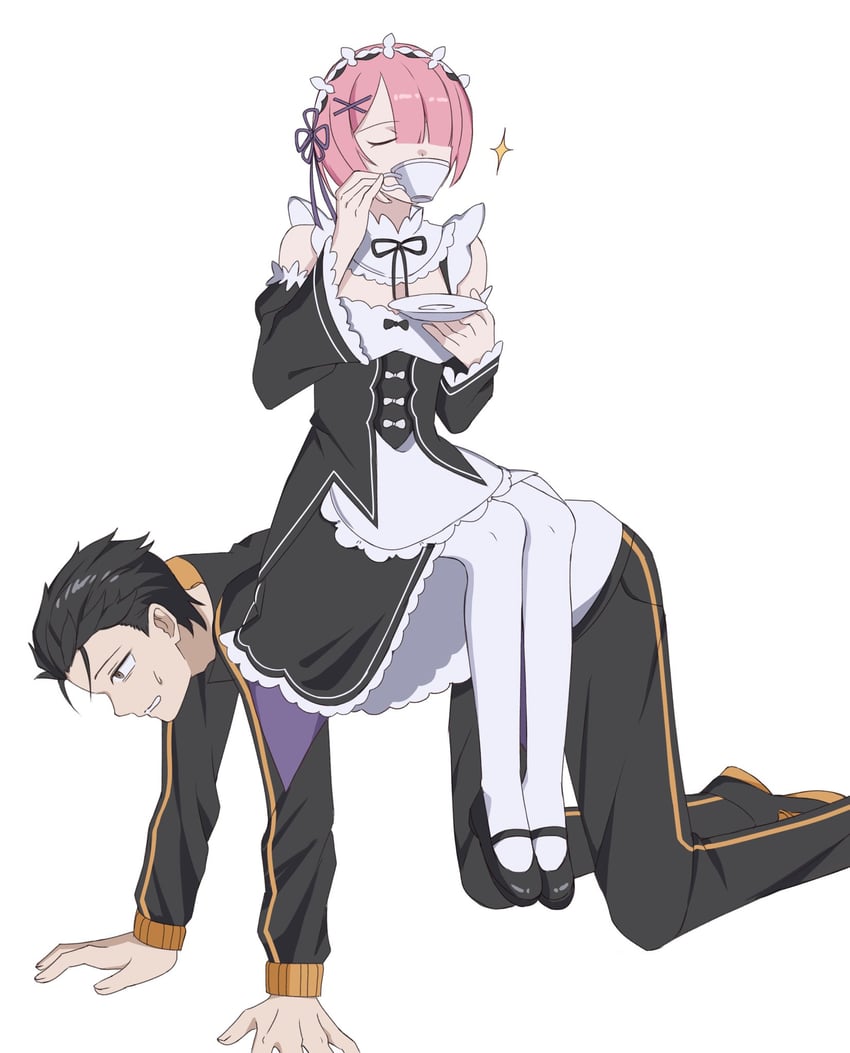 ram and natsuki subaru (re:zero kara hajimeru isekai seikatsu) drawn by synth_illus