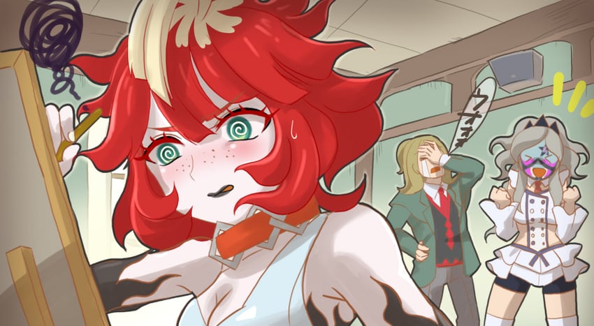 hassel, mela, and eri (pokemon and 1 more) drawn by mizuiro123