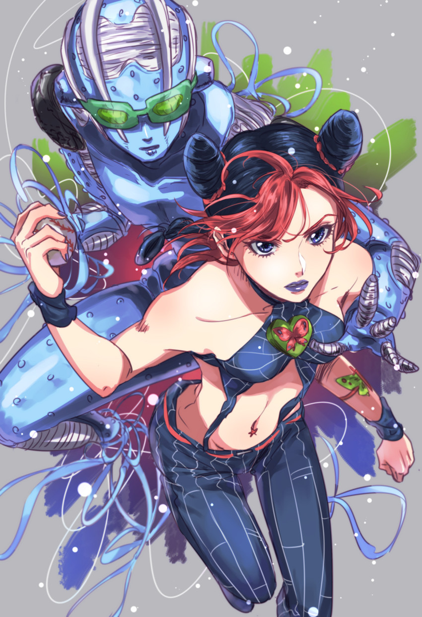 kujo jolyne and stone free (jojo no kimyou na bouken and 1 more) drawn by kamu_(simp3)