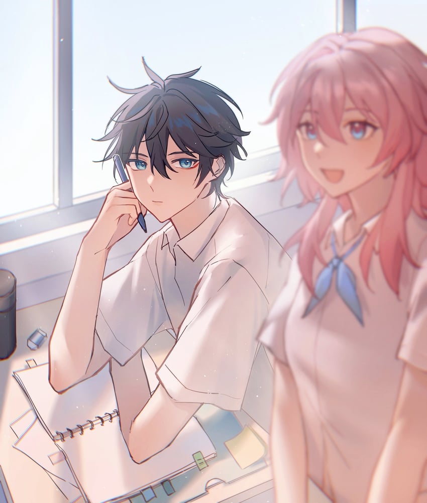 march 7th and dan heng (honkai and 1 more) drawn by hanaki_yuu
