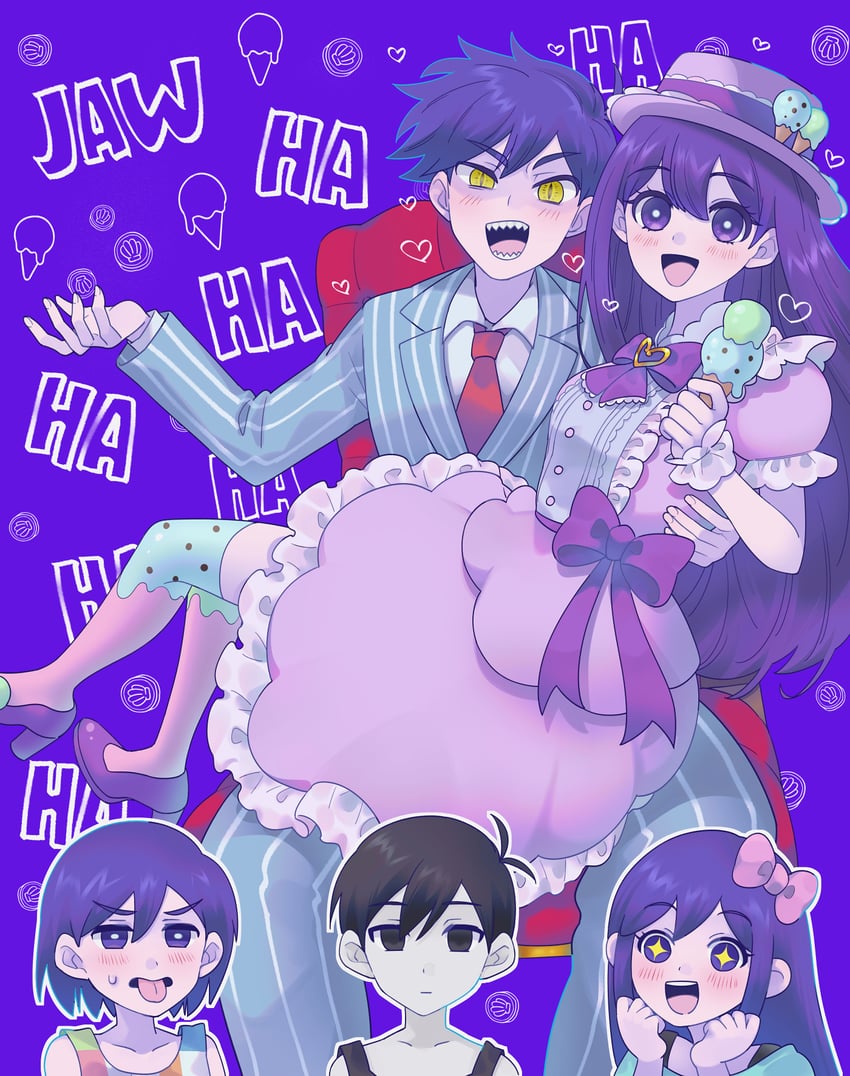 omori, aubrey, mari, kel, hero, and 1 more (omori) drawn by maromichan