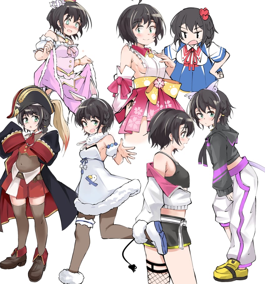houshou marine, usada pekora, nekomata okayu, sakura miko, tokoyami towa, and 3 more (hololive) drawn by k-go