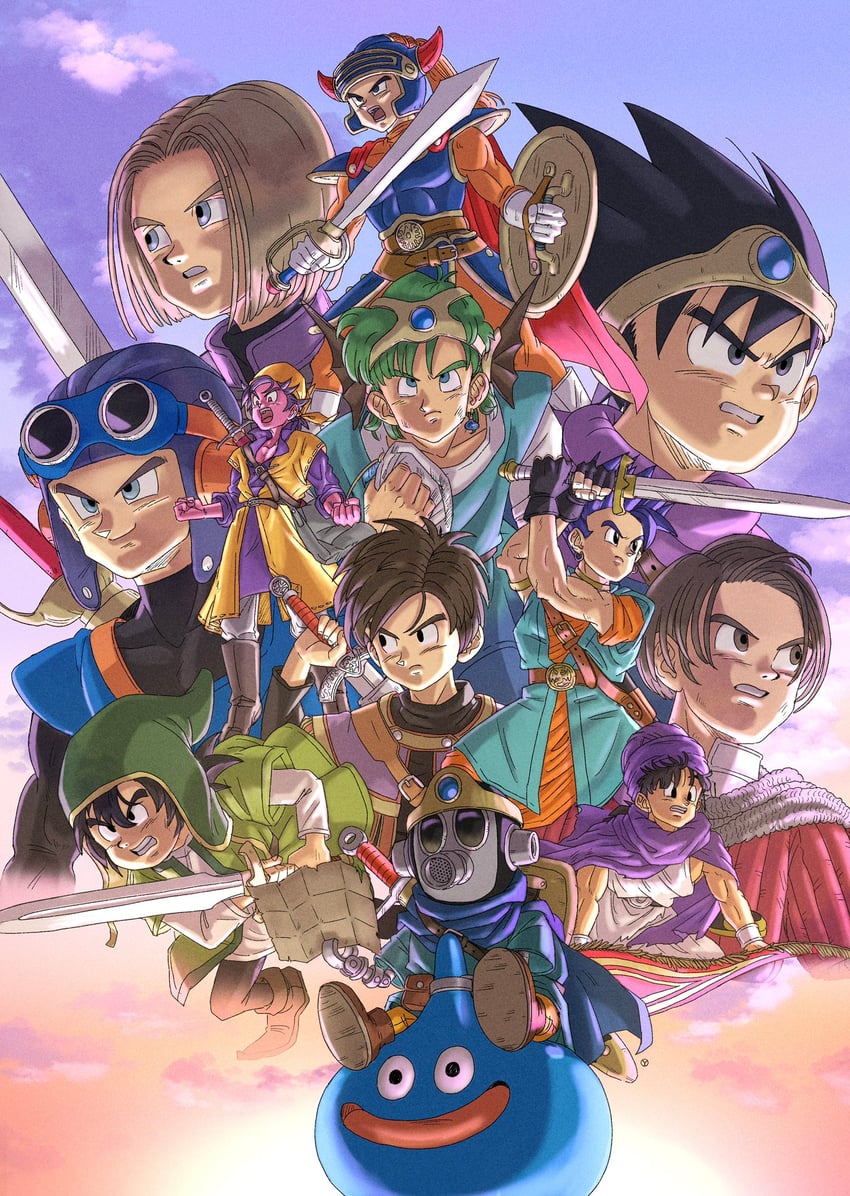 slime, prince of lorasia, hero, and toriyama akira (dragon quest and 11 more) drawn by yuto_sakurai