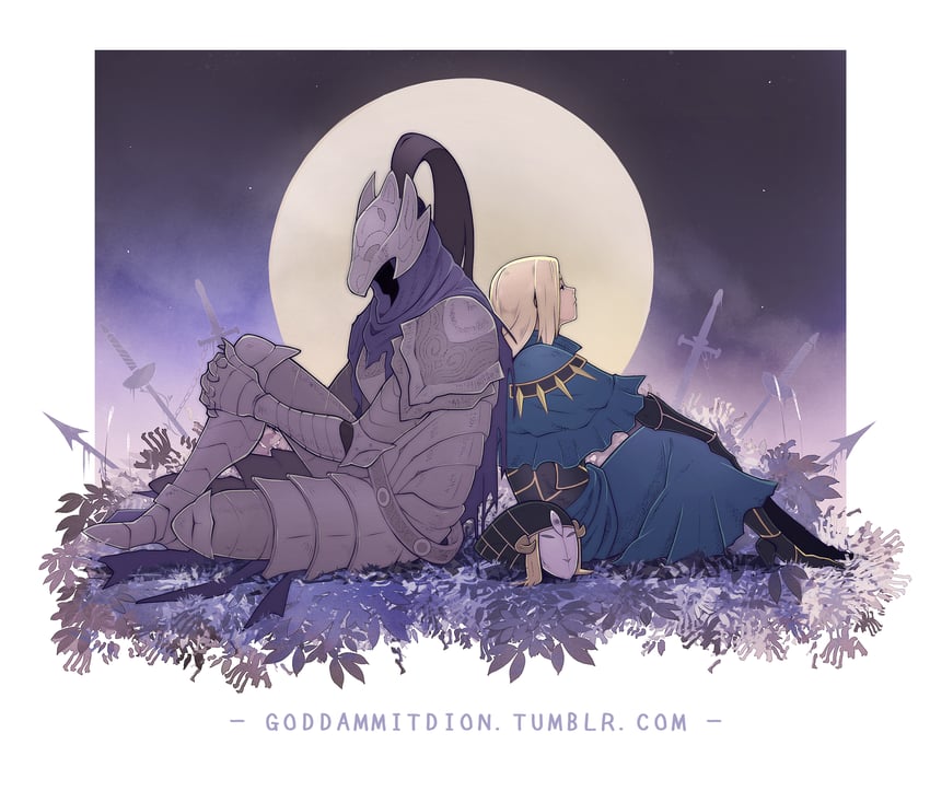 artorias the abysswalker and lord's blade ciaran (dark souls and 1 more) drawn by just_peachy