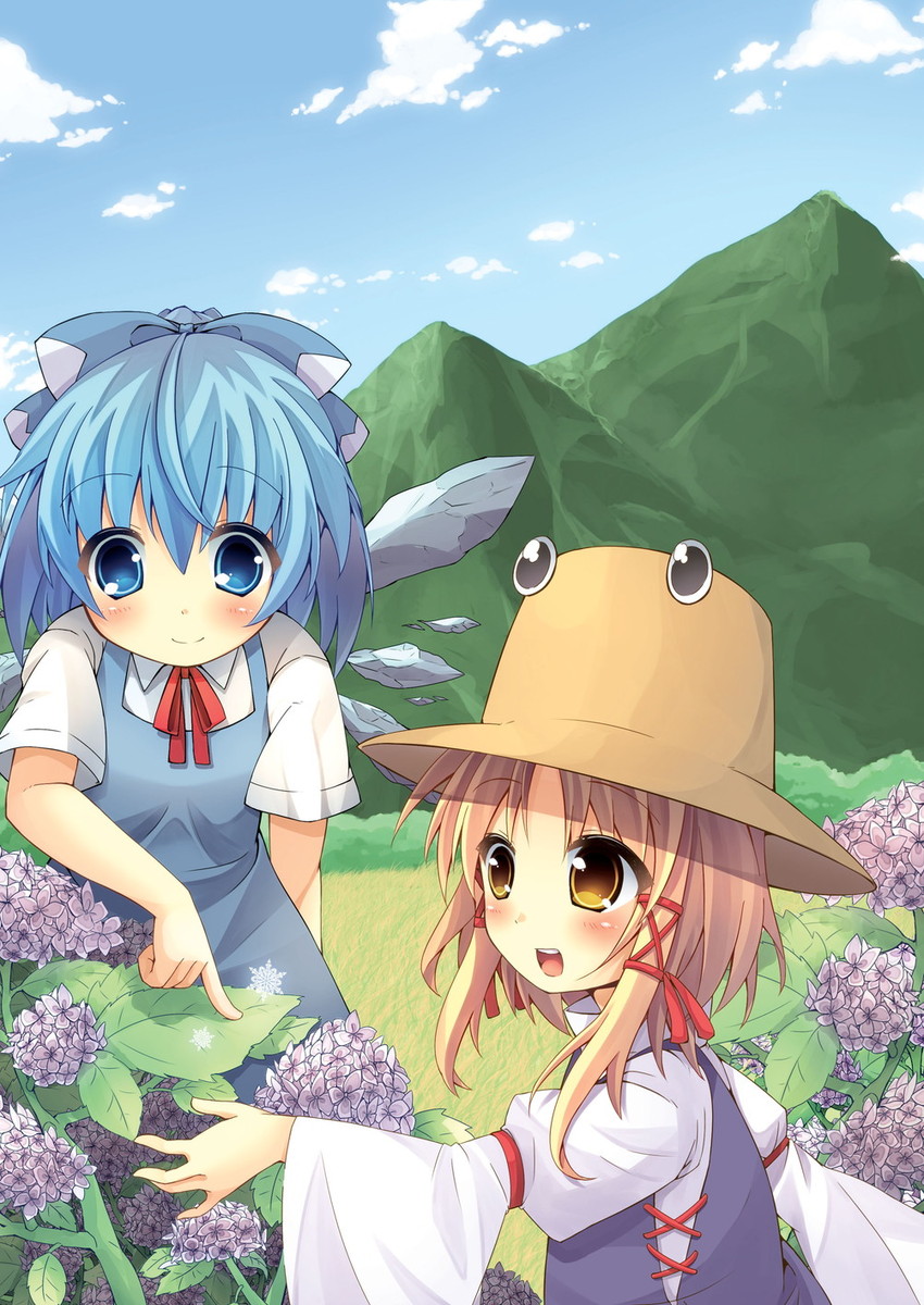 cirno and moriya suwako (touhou) drawn by oruto_(ort+)