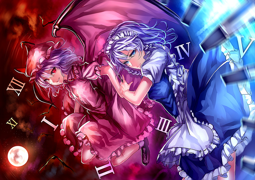 remilia scarlet and izayoi sakuya (touhou) drawn by u_u_zan