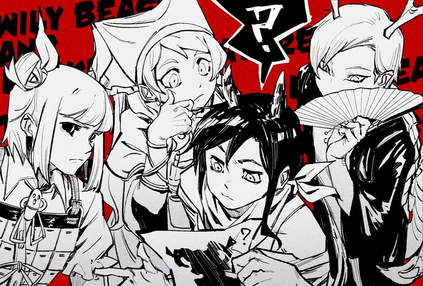 kicchou yachie, kurokoma saki, toutetsu yuuma, haniyasushin keiki, and joutouguu mayumi (touhou and 1 more) drawn by gretia