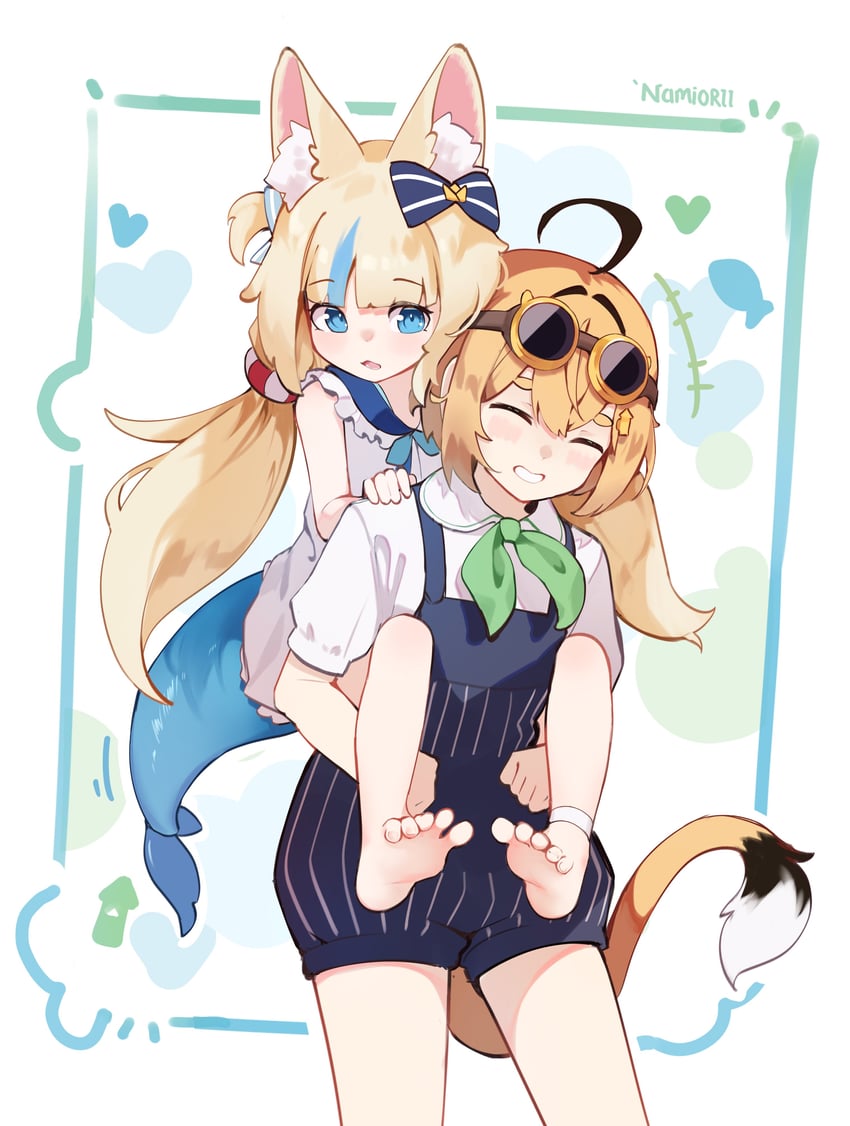 sameko saba and dooby (indie virtual youtuber) drawn by namiorii