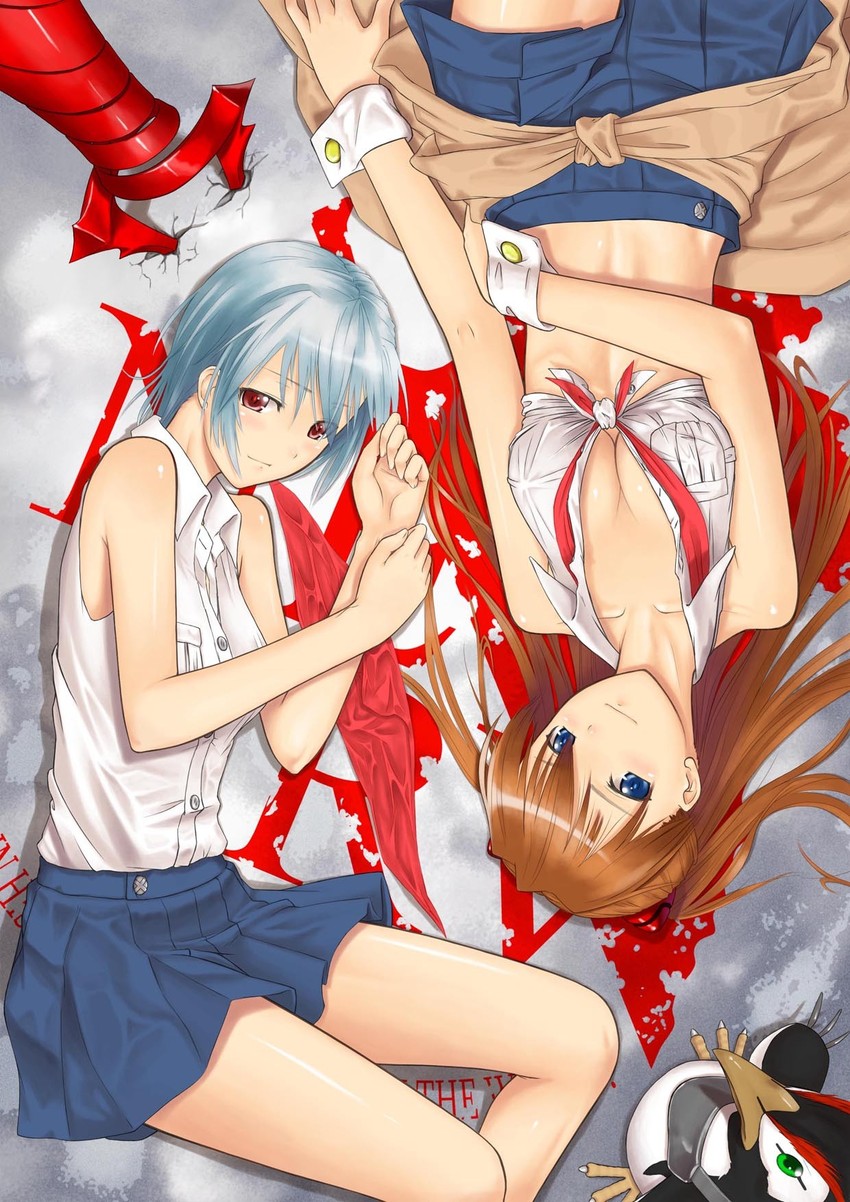 souryuu asuka langley, ayanami rei, and penpen (neon genesis evangelion and 1 more) drawn by touko_(kira2yue)