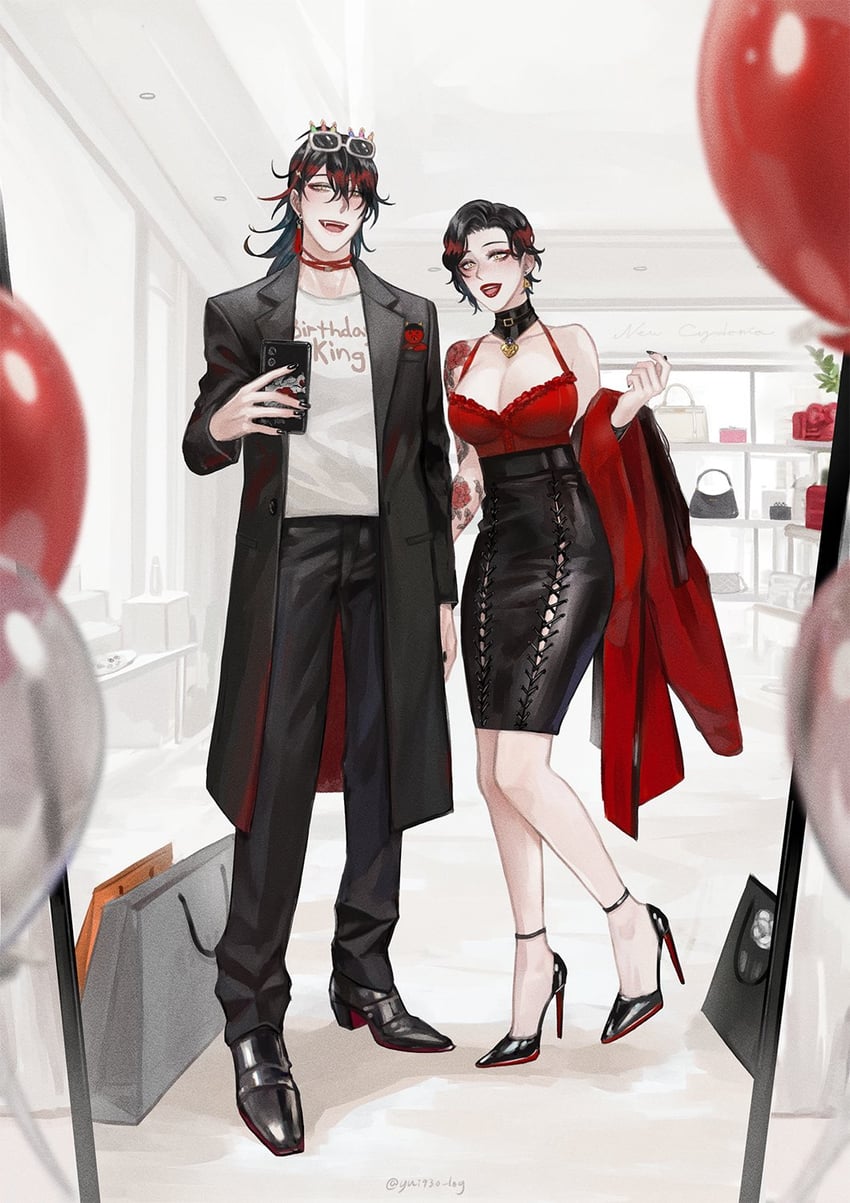 vox akuma and oni giri (nijisanji and 1 more) drawn by yui930