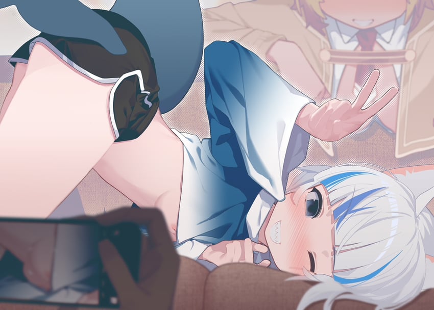 gawr gura and watson amelia (hololive and 1 more) drawn by ahedtra