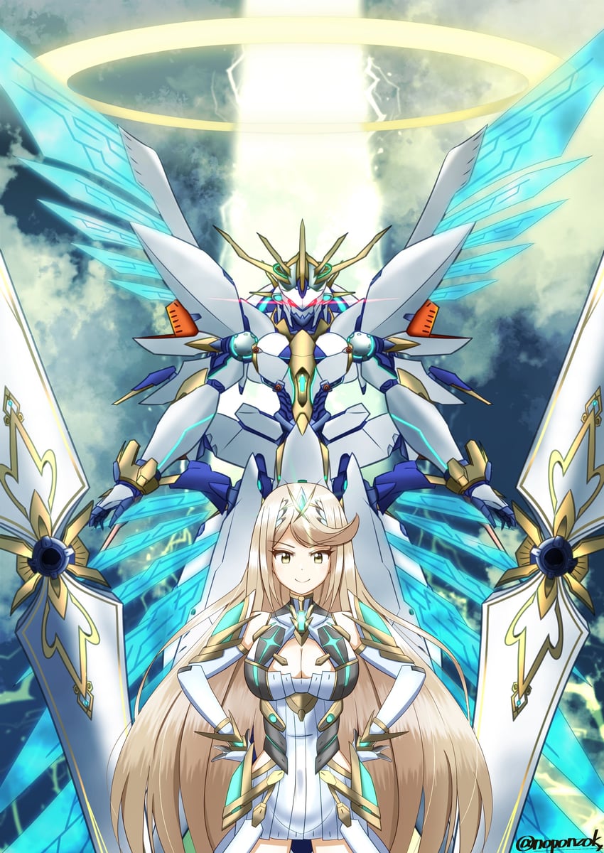 mythra and siren (xenoblade chronicles and 1 more) drawn by noponzok