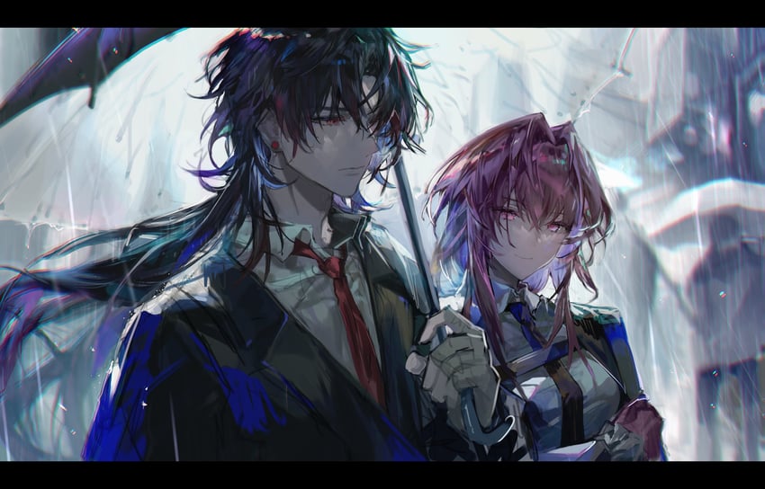 kafka and blade (honkai and 1 more) drawn by kkuekkue_(chifer1958)