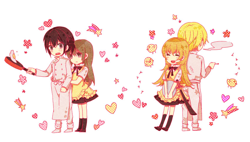todoroki yachiyo, satou jun, muranushi sayuri, and adachi masahiro (working!!) drawn by koame