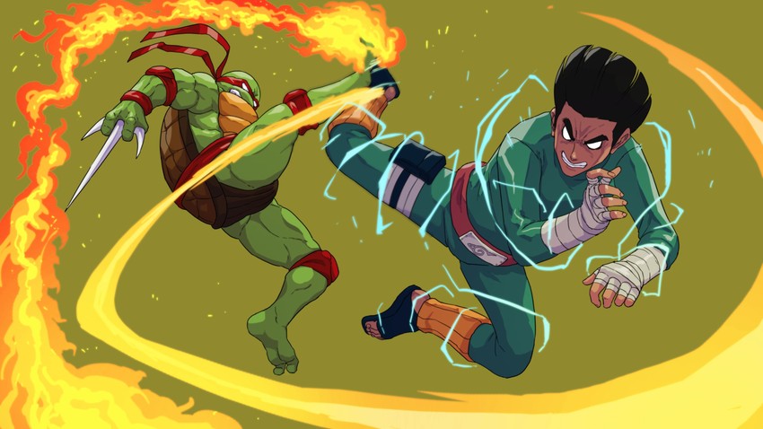 rock lee and raphael (naruto and 1 more) drawn by cirenk