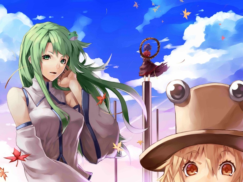 kochiya sanae, moriya suwako, and yasaka kanako (touhou) drawn by scottie_(phantom2)