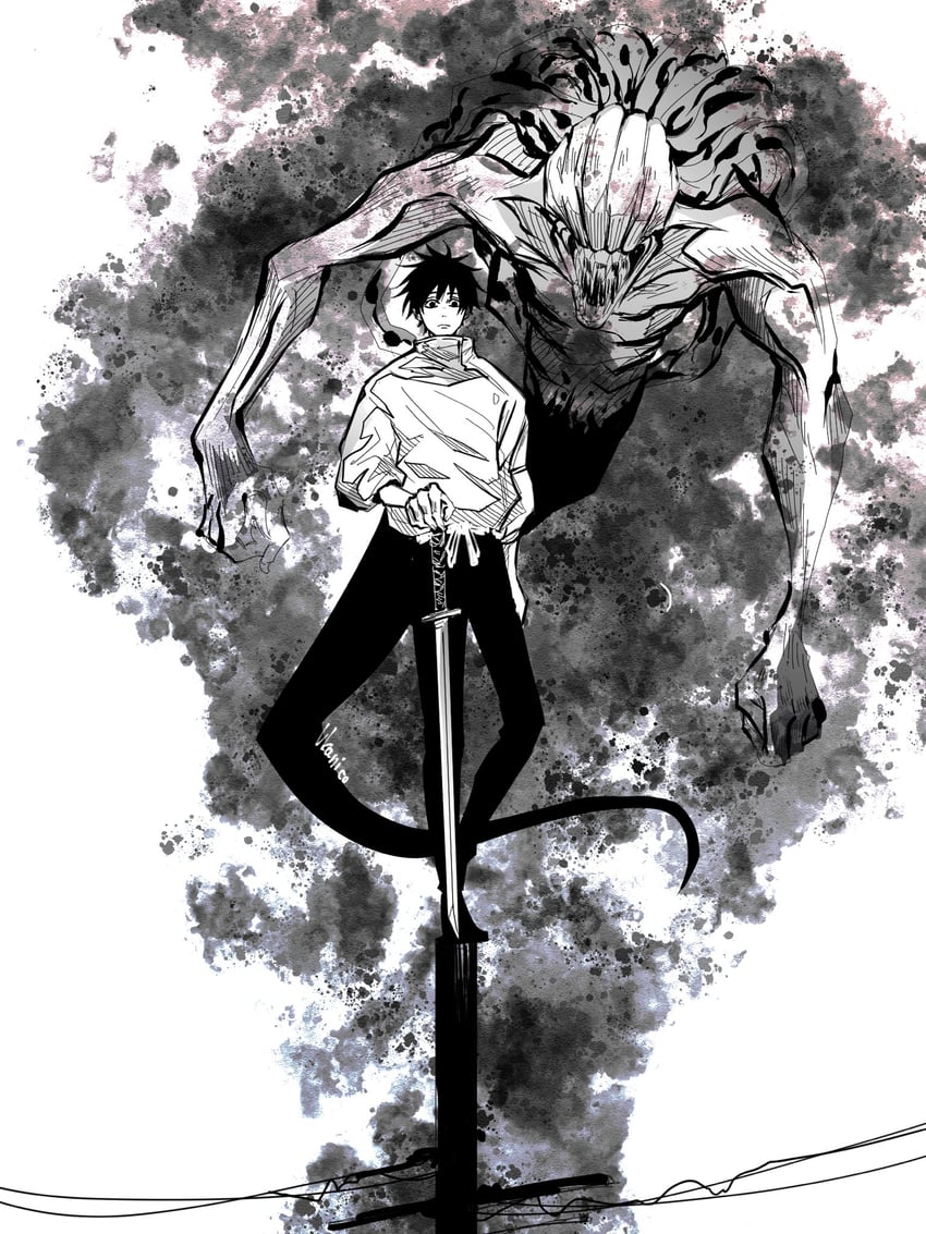 okkotsu yuuta and orimoto rika (jujutsu kaisen) drawn by ukaniko