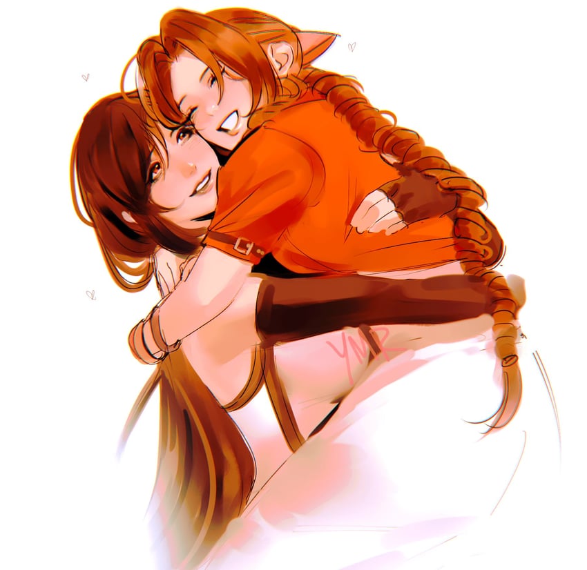 tifa lockhart and aerith gainsborough (final fantasy and 2 more) drawn by ymr18